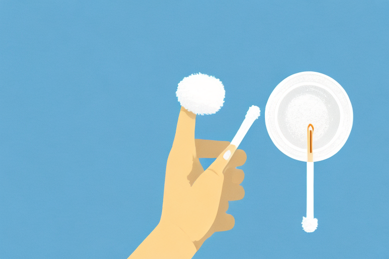 A person holding a cotton swab and a bowl of warm water
