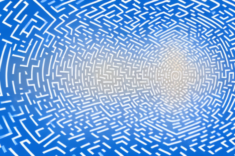 A maze-like structure with a path leading to a light at the end